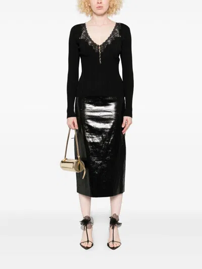 Self-portrait V-necked Sweater In Black