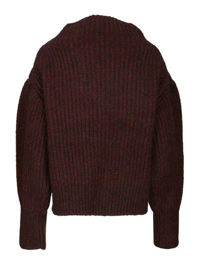 Dries Van Noten Burgundy Oversized Wool Sweater In Red
