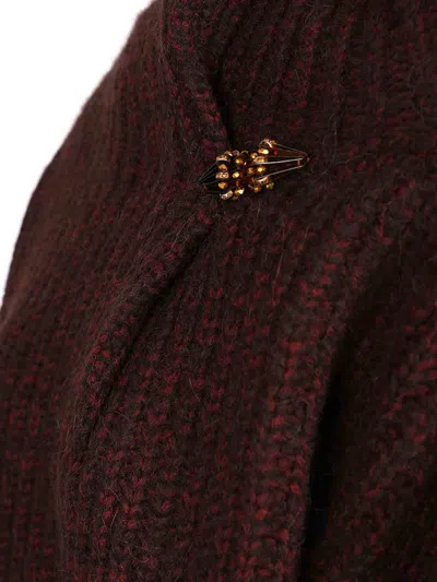Dries Van Noten Burgundy Oversized Wool Sweater In Red