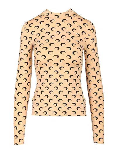 Marine Serre High-neck Sweater In Neutral