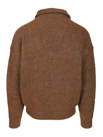 Isabel Marant Half Zip Sweater High Collar In Brown