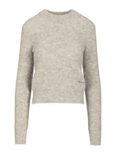 Ami Alexandre Mattiussi Wool And Alpaca Knit Sweater In Gray