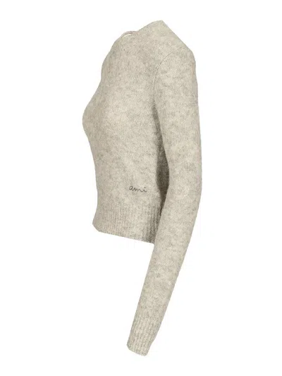 Ami Alexandre Mattiussi Wool And Alpaca Knit Sweater In Gray