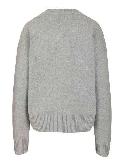 Ami Alexandre Mattiussi Wool V Neck Sweater Knitwear Grey In Gray