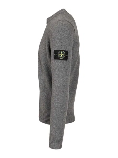 Stone Island Lambswool Crewneck Sweater In Gray