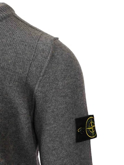 Stone Island Lambswool Crewneck Sweater In Gray