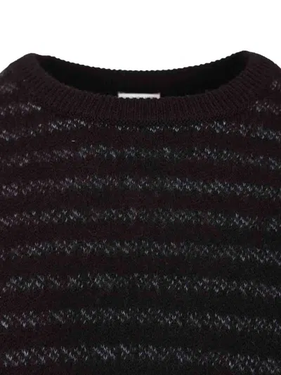 Loewe Navy Blue Striped Wool Sweater In Black