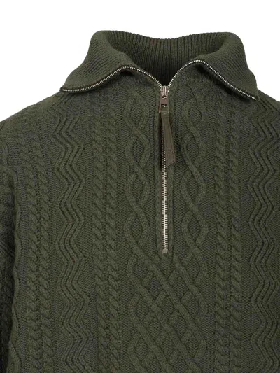 Loewe Zip-up Sweater Knitwear Green In Green