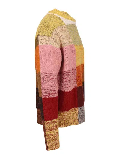 Dries Van Noten Marti Crew Neck Knite With Check Motif Knitwear Multicolor In Multi