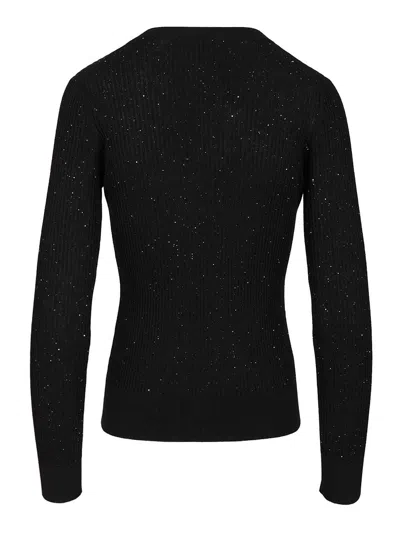 Max Mara Wool And Silk Sequin Sweater In Black