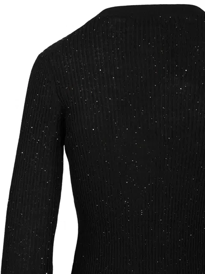 Max Mara Wool And Silk Sequin Sweater In Black