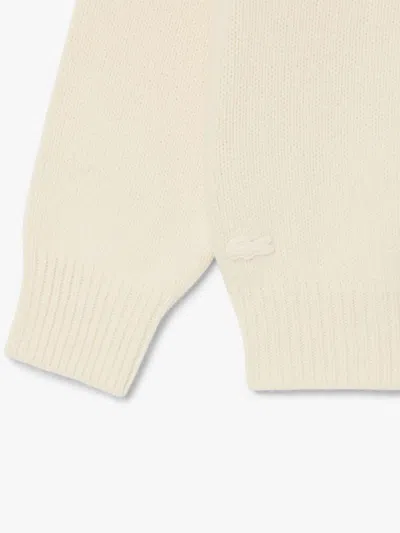 Lacoste Carded Wool Sweater With Inlaid Branding In Multi