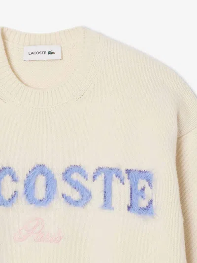 Lacoste Carded Wool Sweater With Inlaid Branding In Multi