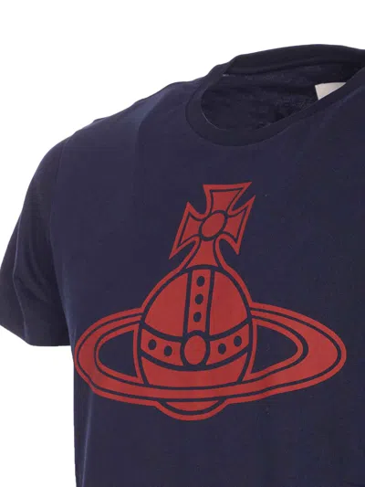 Vivienne Westwood Crew Neck Graphic Print Short Sleeve T-shirt In Blue