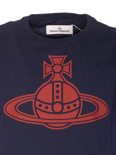 Vivienne Westwood Crew Neck Graphic Print Short Sleeve T-shirt In Blue