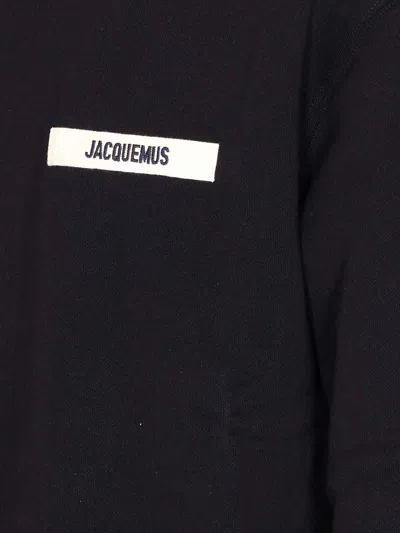 Jacquemus Mens Black Grosgrain-logo Long-sleeve Cotton T-shirt In Animal Print