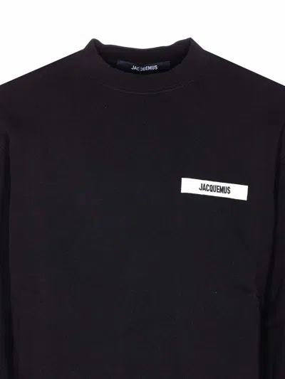 Jacquemus Mens Black Grosgrain-logo Long-sleeve Cotton T-shirt In Animal Print