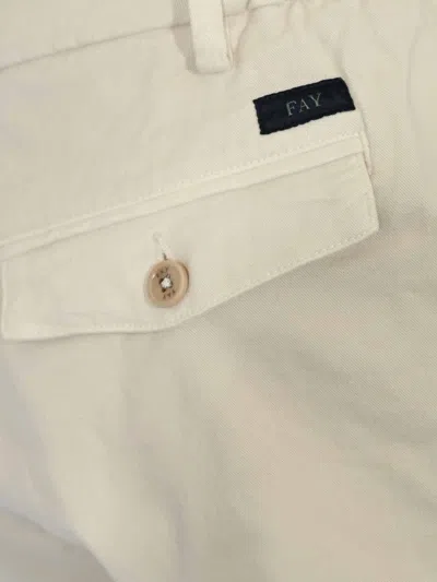 Fay Slim Capri Pants In Cotton Gabardine In White