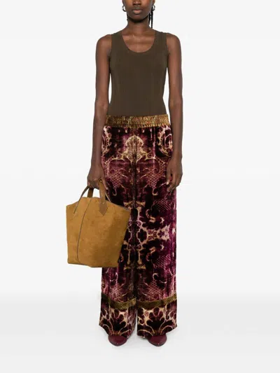 Pierre-louis Mascia Velvet Wide-leg Trousers In Red