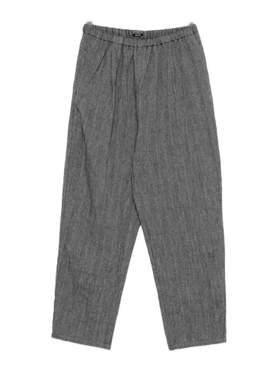 Apuntob Wool And Linen Blend Trousers In Gray