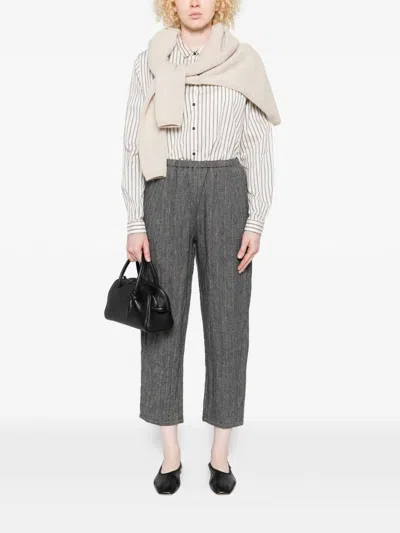 Apuntob Wool And Linen Blend Trousers In Gray