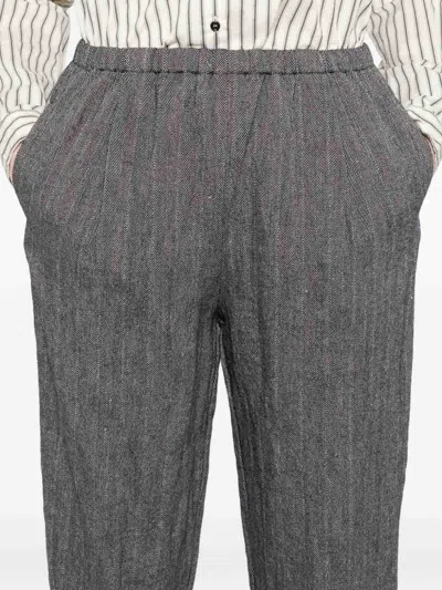 Apuntob Wool And Linen Blend Trousers In Gray