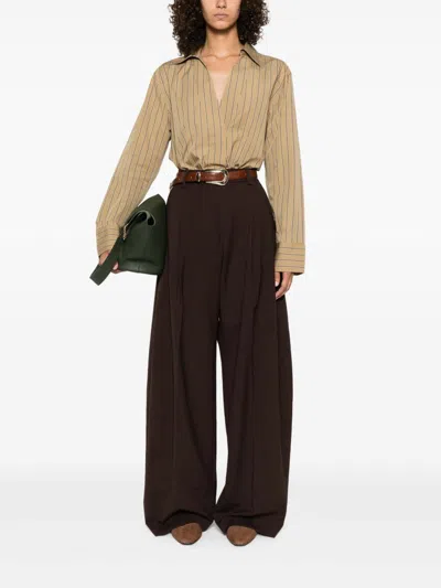 The Latest Billie Wool Blend Wide-leg Trousers In Brown