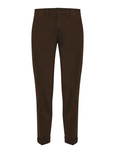 Fay Slim Fit Cotton Gabardine Trousers In Multi
