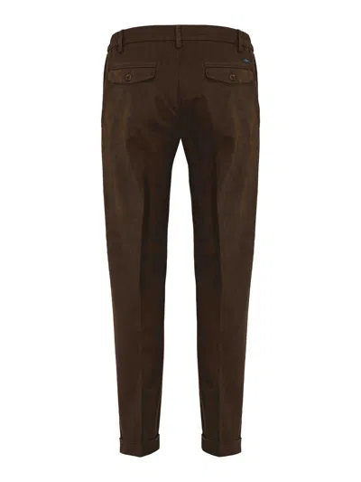 Fay Slim Capri Pants In Cotton Gabardine In Brown