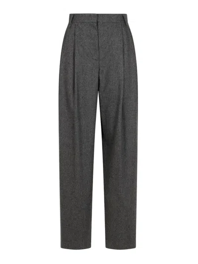 Emporio Armani Wool Checked Trousers In Gray