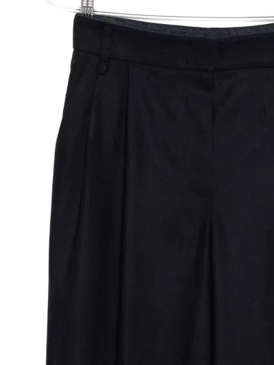 Emporio Armani Wool Checked Trousers In Blue