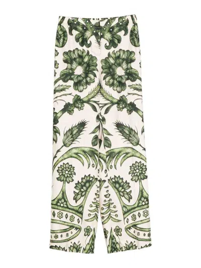 F.r.s For Restless Sleepers Printed Silk Trousers In Green