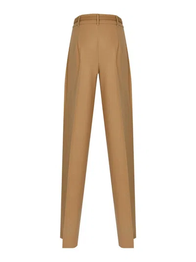 Max Mara Entrata Wool Twill Trousers In Brown