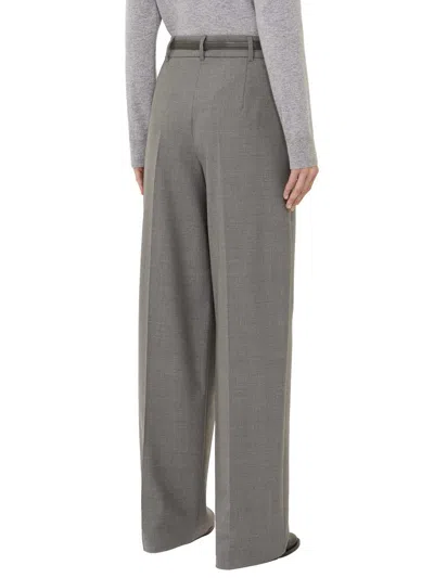 Max Mara Wool Twill Trousers In Gray
