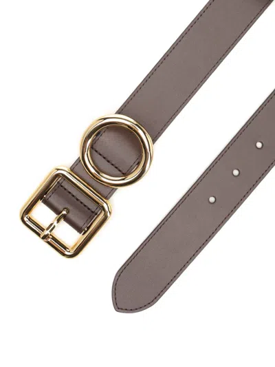 Jacquemus Brown Calfskin Belt With Polished Gold-tone Accents In Brown