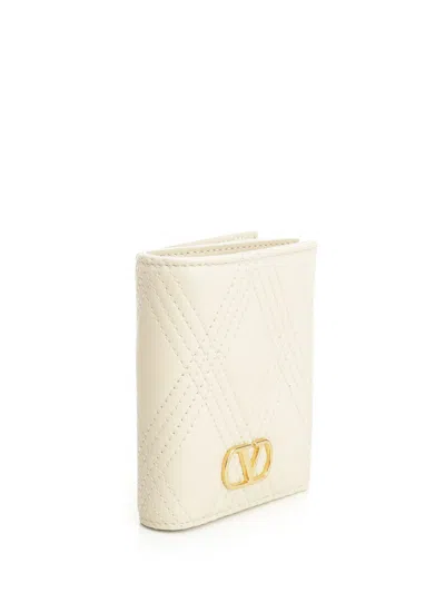 Valentino Quilted 67 Leather Wallet In Neutral