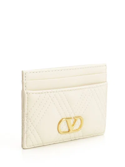 Valentino Off-white Quiltie 67 Card Holder In Neutral