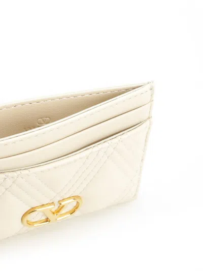 Valentino Off-white Quiltie 67 Card Holder In Neutral