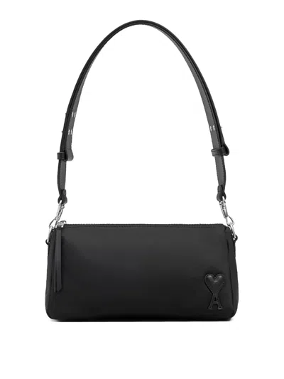 Ami Alexandre Mattiussi Nylon And Canvas Mini Bag In Black