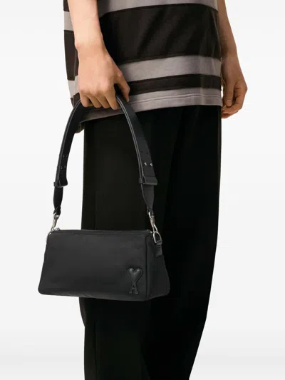 Ami Alexandre Mattiussi Nylon And Canvas Mini Bag In Black