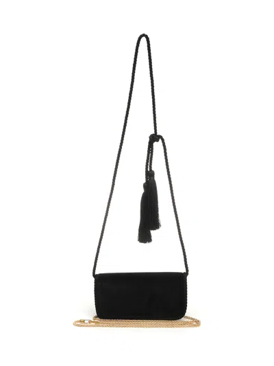 Valentino Loc Mini Velvet Clutch In Black