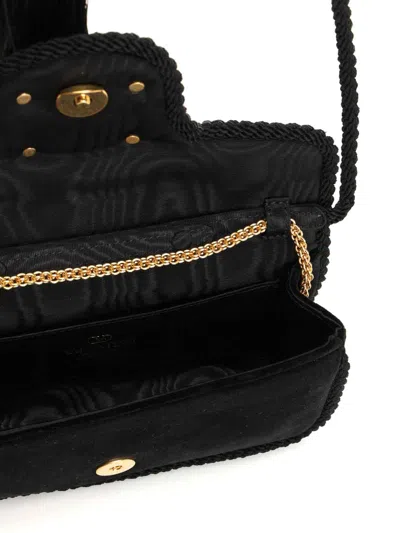 Valentino Loc Mini Velvet Clutch In Black