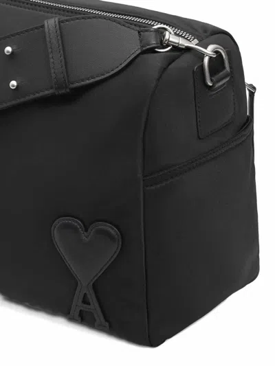 Ami Alexandre Mattiussi Ami Paris Marcel Large Nylon Shoulder Bag In Black