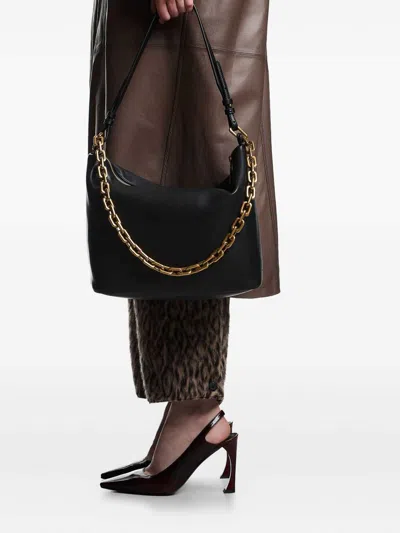 Emporio Armani Leather Medium Hobo Bag In Black