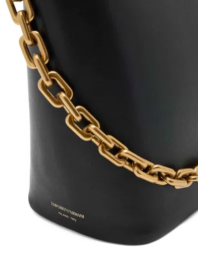 Emporio Armani Leather Medium Hobo Bag In Black
