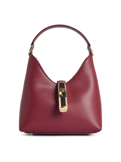 Furla Hobo Iride Mini Bag In Cherry Leather In Red