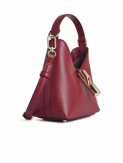 Furla Hobo Iride Mini Bag In Cherry Leather In Red