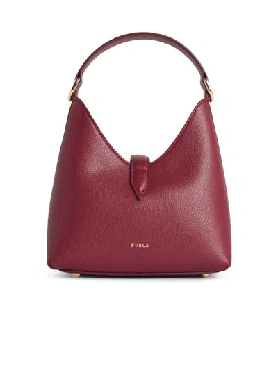 Furla Hobo Iride Mini Bag In Cherry Leather In Red