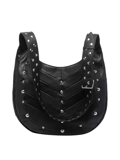 Valentino Garavani Small Hoboho Chevron Quilted Shoulder Bag With Studs In Black