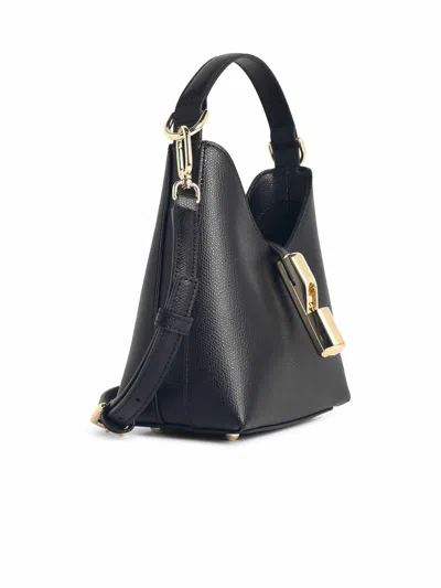 Furla Hobo Iride Mini Bag In Black Leather In Black